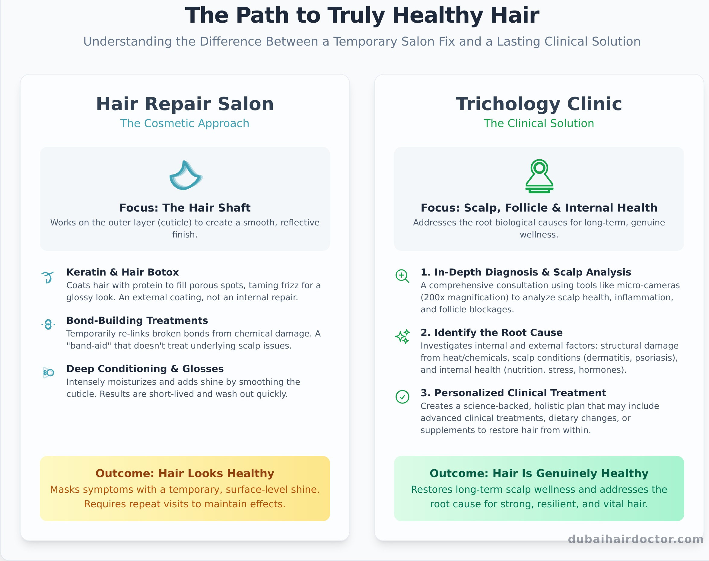 Hair Repair Salon Dubai: The Clinical Path to Truly Healthy Hair - Infographic