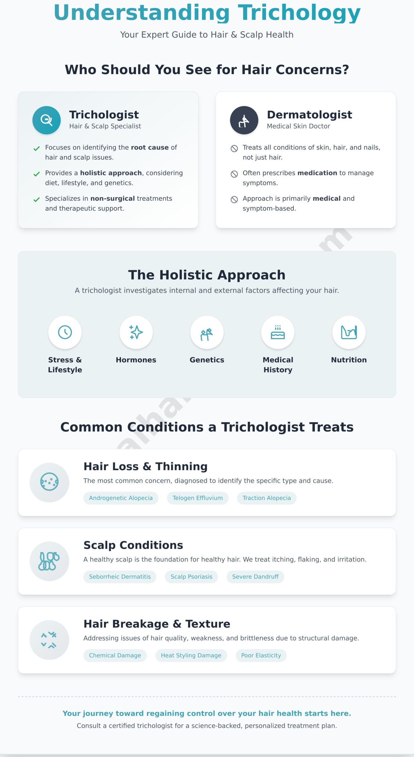 What is a Trichologist? Your Expert Guide to Hair & Scalp Health in Dubai - Infographic